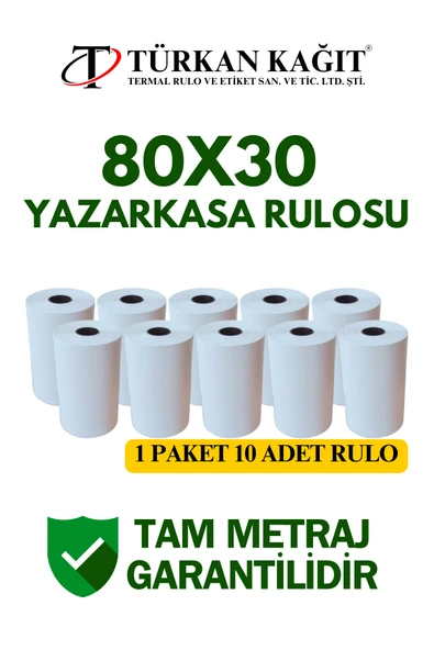 80x30 Termal Rulo - Yazarkasa Adisyon Rulosu 8 Paket 80 Adet - 2