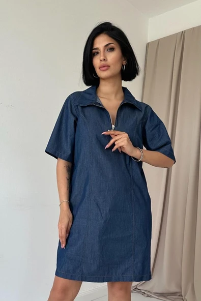 Mavi Tencel Kuplu Elbise - Resim 2