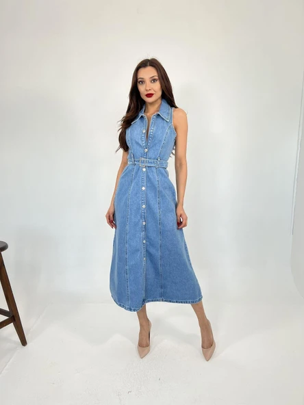 6969 KOT ELBİSE-MAVİ - Resim 2