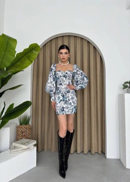 Arlon Balon Kollu Mini Elbise - Resim 3