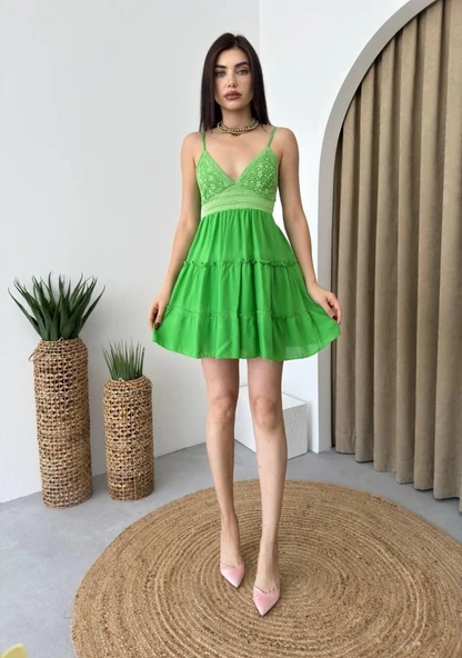 Nivel Göğsü Büzgülü Elbise - Resim 6