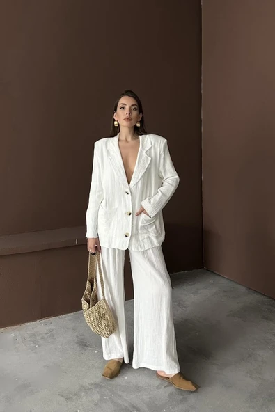Beyaz Oversize Müslin Takım ürün görseli