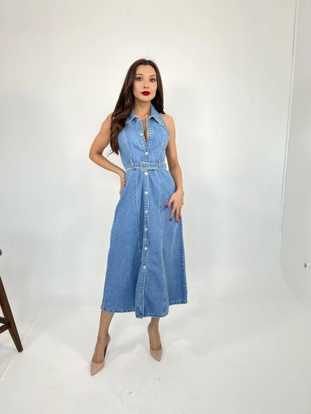 6969 KOT ELBİSE-MAVİ - Resim 3