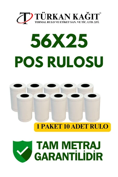 56x25 Termal Rulo 1 Paket 10 Adet Yazarkasa Pos Rulosu - Pos Kağıdı