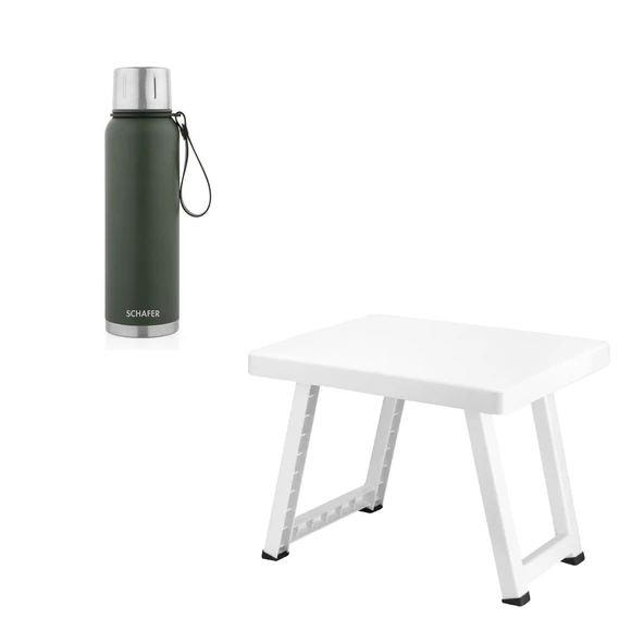 Çelik Termos 1000 ML Yeşil Renk ve Katlanır Kamp Sehpası - 1