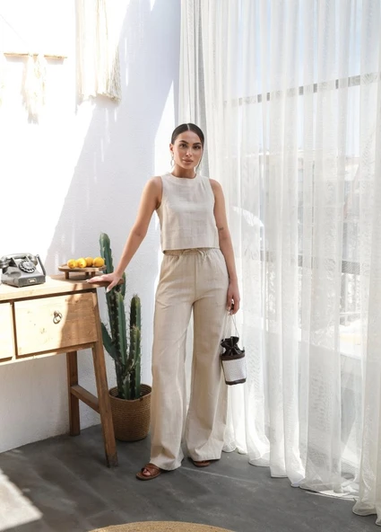 Keten Bluz Ve Pantolon İki̇li̇ Takim ürün görseli