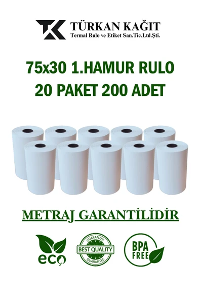 RULORULO 75x30 1.Hamur Rulo 20 Paket 200 Adet