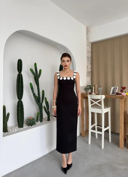 Mıng Çiçek Detaylı Elbise - Resim 6