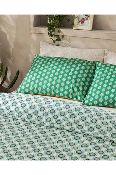 English Home Exotic Circles Baskılı Çift Kişilik Pike Koyu Yeşil - 1