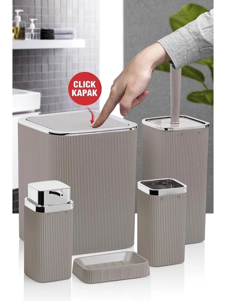 Banyo Seti Plastik Vizon Renk 5 Parça - Resim 2