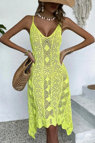 Kadın Ince Askılı Triko Elbise - Resim 3