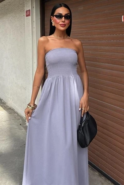 Göğsü Gipeli Straplez Elbise 2878 - Resim 2