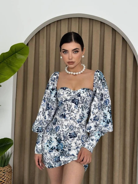 Arlon Balon Kollu Mini Elbise - Resim 2