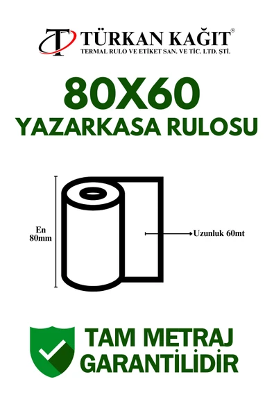 80x60 Termal Rulo - Yazarkasa Adisyon Rulosu 1 Paket 10 Adet - 2