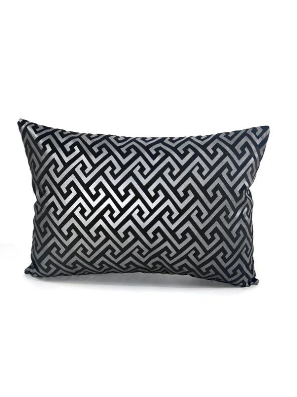 Mrs.Gugar Luxury Siyah Gri Dikdörtgen Kırlent Kılıfı - Resim 2