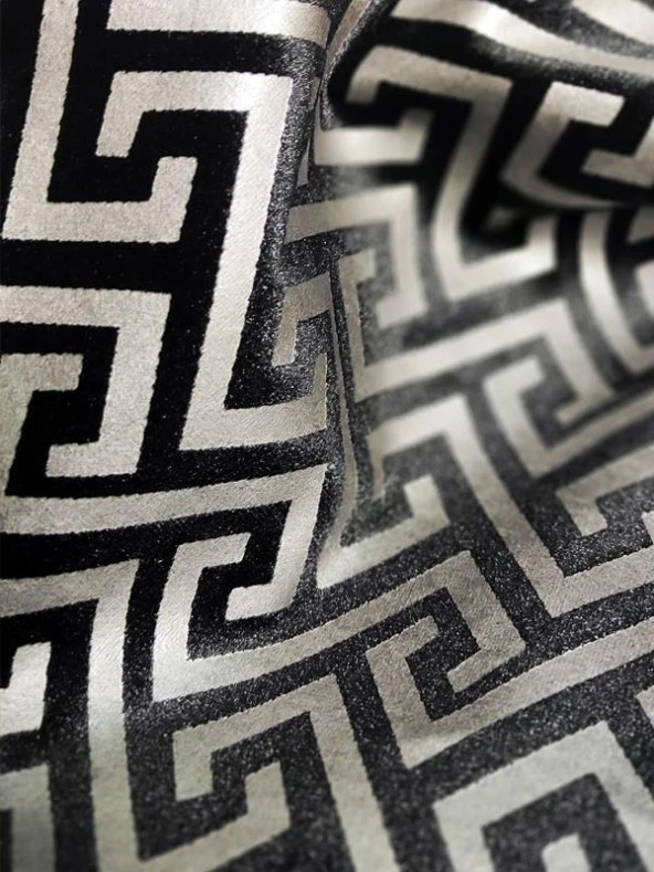 Mrs.Gugar Luxury Siyah Gri Dikdörtgen Kırlent Kılıfı - Resim 4