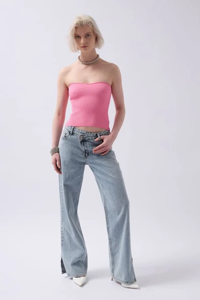 Straplez Dokulu Crop ürün görseli