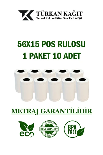 56x15 Pos Rulosu 1 Paket 10 Adet Termal Rulo - Yazarkasa Pos Rulosu - Pos Kağıdı