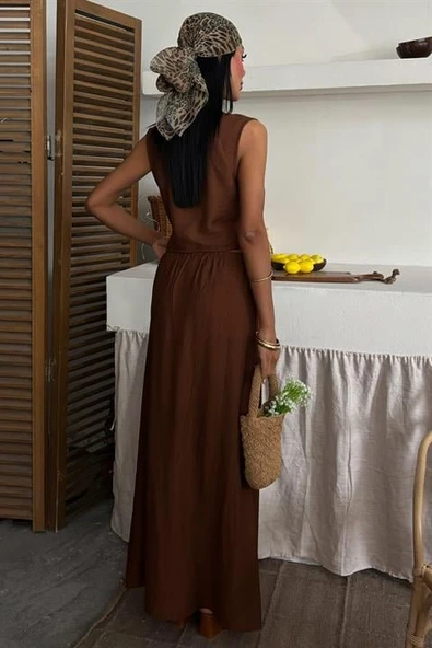 Yelek Önden Bağlamalı Uzun Etekli Takım 10192 - Resim 4