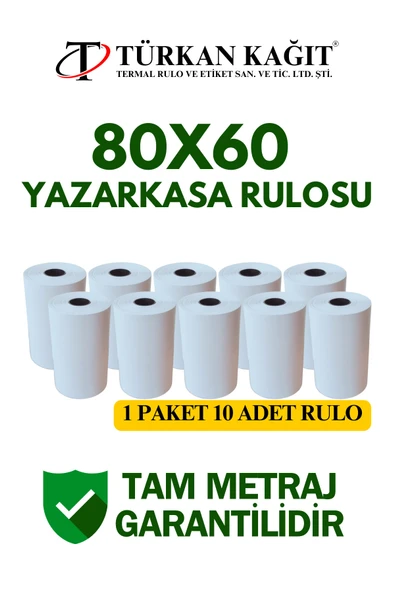 80x60 Termal Rulo - Yazarkasa Adisyon Rulosu 1 Paket 10 Adet