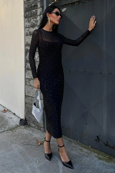 Taş İşlemeli Premium Tül Elbise 2829 - Resim 2