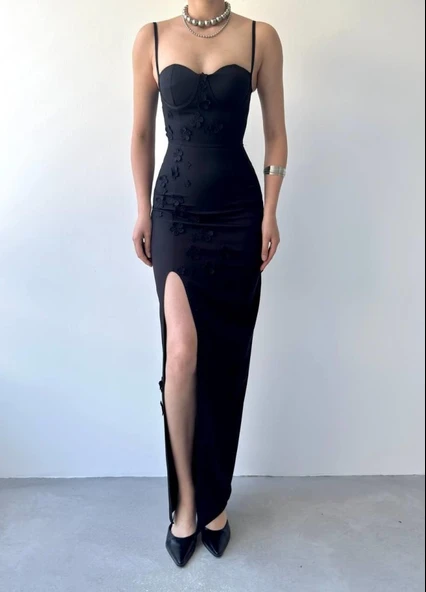 Stor Gül Detaylı Elbise - Resim 2