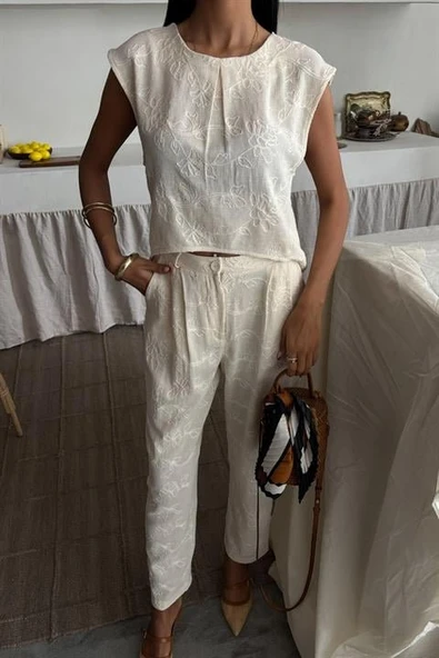 Shalina Süzüne Nakışlı Crop Takım 9796-08 - Resim 7