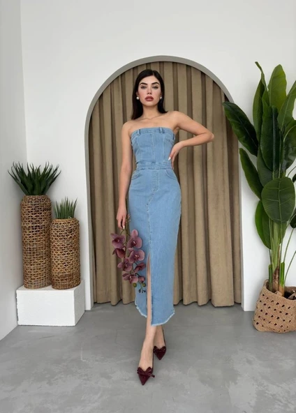 Sonic Straplez Elbise - Resim 4