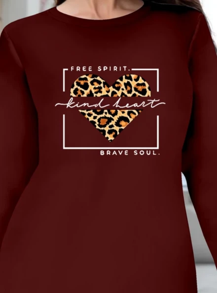 Kadın Uzun Kollu Bisiklet Yaka Desenli Viskon Iki Iplik Bluz - Resim 2