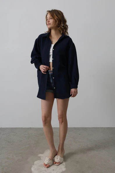 Gömlek - Lacivert - Resim 4