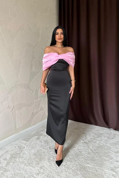 Pembe Önü Fiyonklu Elbise - Resim 2