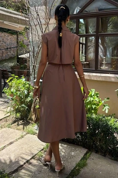 Göbeği Halka Detaylı Midi Boy Elbise 2896 - Resim 8