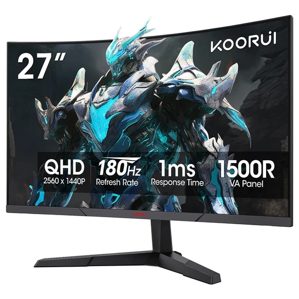 Koorui 27" 27E6QCA 180Hz 1ms VA QHD Curved Gaming Monitör ürün görseli