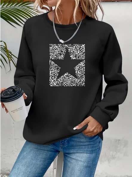 Kadın Uzun Kollu Bisiklet Yaka Desenli Viskon Iki Iplik Bluz ürün görseli