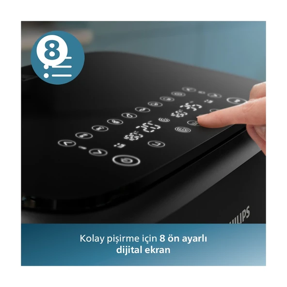 NA350/00 3000 Serisi Airfryer Çift Hazneli, Rapid Air Plus Teknolojisi, 8 Ayarlı Dijital Ekran, HomeID Uygulaması, - Resim 7