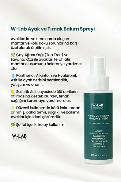 W-Lab Kozmetik Ayak ve Tırnak Bakım Spreyi 100 Ml - 2