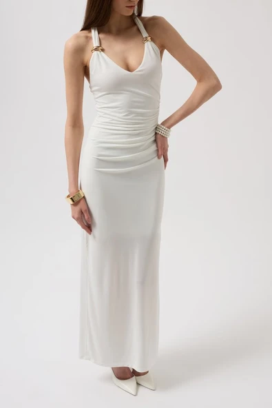 Aksesuar Detay Maxi Elbise - Resim 3