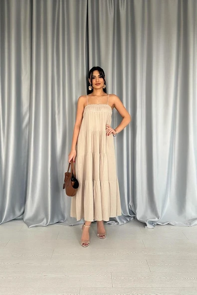 Taş Askılı Parçalı Müslin Elbise - Resim 2