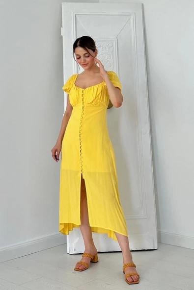 Sarı Prenses Yaka Elbise ürün görseli