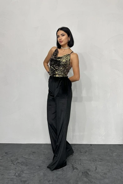 Gold Askılı Degaje Bluz - Resim 2