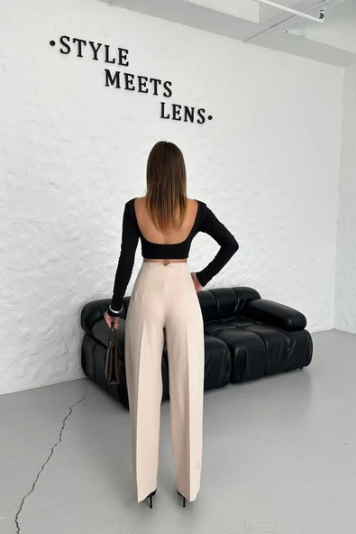 Yüksek Bel Pensli̇ Palazzo Pantolon - Resim 3