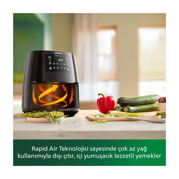 HD9243/90 3000 Serisi Airfryer Large, Rapid Air Teknolojisi 4,1L, 7 Ayarlı Dokunmatik Ekran, Sıcak Tutma Özelliği, - Resim 5