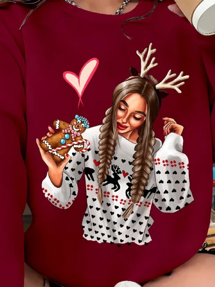 Kadın Uzun Kollu Bisiklet Yaka Viskon Iki Iplik Bluz - Resim 2