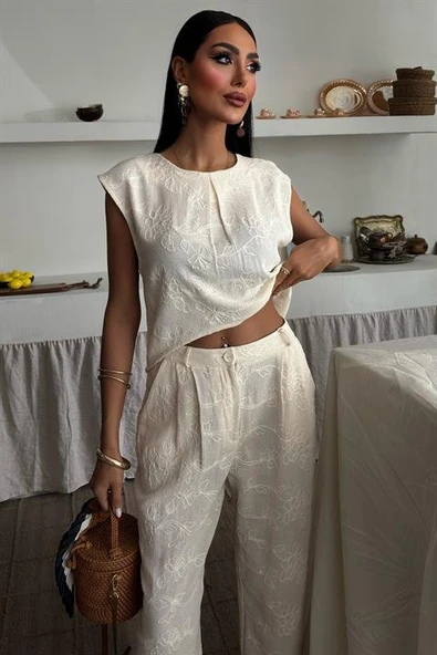 Shalina Süzüne Nakışlı Crop Takım 9796-08 - Resim 4