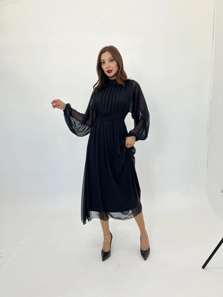 6297 ELBİSE-SİYAH - Resim 3