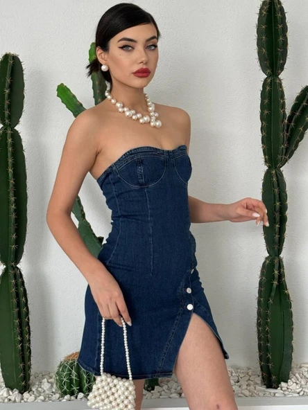 Nerg Düğme Detaylı Elbise - Resim 3