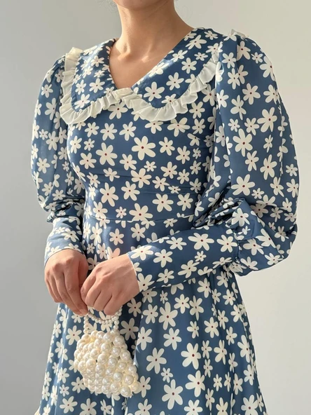 Vero Bebe Yaka Elbise - Resim 7