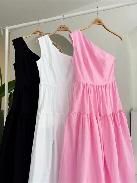 Tek Omuzlu Pile Detay Maxi Elbise 2895 - Resim 12