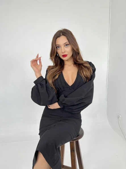 6530 ELBİSE-SİYAH - Resim 5