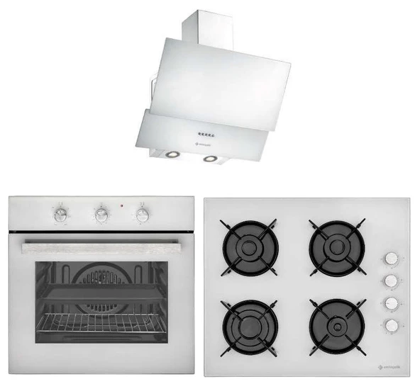 EMİNÇELİK BEYAZ CAM 6 PRG TURBO FANLI ANKASTRE SET